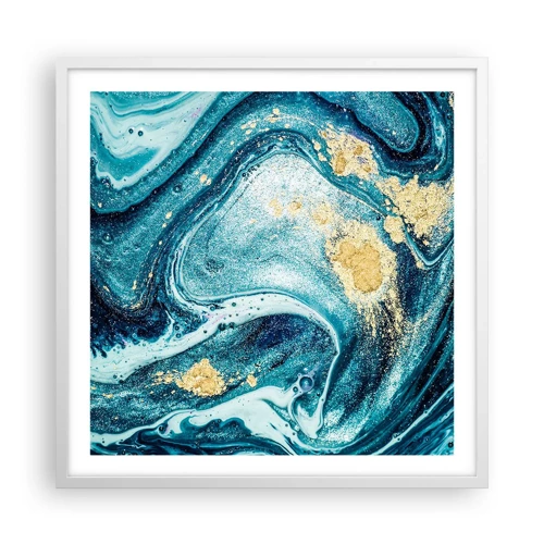 Plakát v bílém rámu - Modrý vír - 60x60 cm