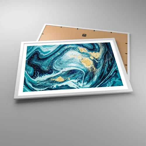 Plakát v bílém rámu - Modrý vír - 70x50 cm