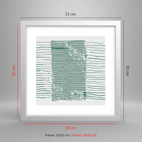Plakát v bílém rámu - Mořská abstrakce - 30x30 cm