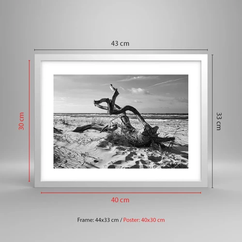 Plakát v bílém rámu - Mořská socha - 40x30 cm