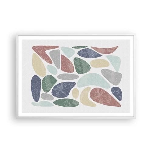 Plakát v bílém rámu - Mozaika práškových barev - 100x70 cm