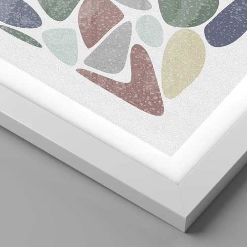 Plakát v bílém rámu - Mozaika práškových barev - 30x40 cm