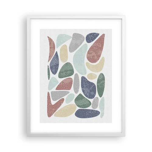 Plakát v bílém rámu - Mozaika práškových barev - 40x50 cm