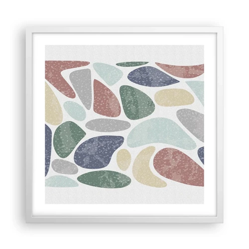 Plakát v bílém rámu - Mozaika práškových barev - 50x50 cm