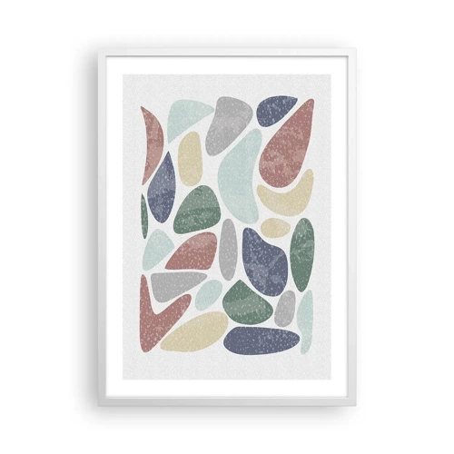 Plakát v bílém rámu - Mozaika práškových barev - 50x70 cm