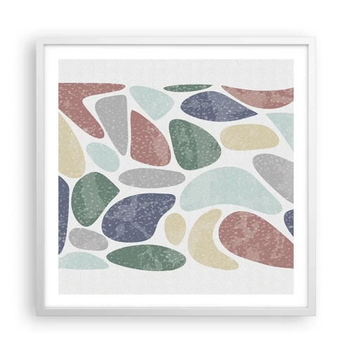 Plakát v bílém rámu - Mozaika práškových barev - 60x60 cm
