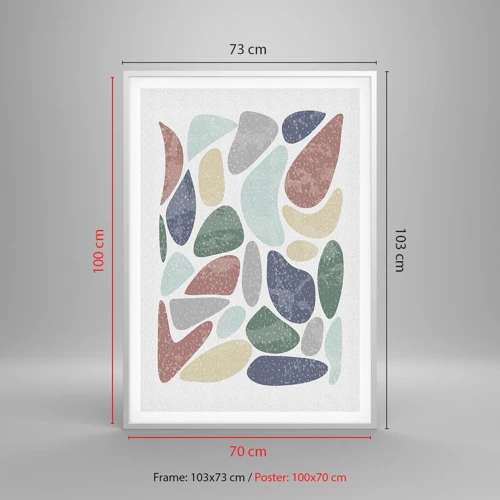Plakát v bílém rámu - Mozaika práškových barev - 70x100 cm