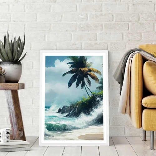 Plakát v bílém rámu - Na tropickém pobřeží - 40x50 cm