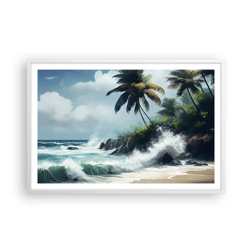Plakát v bílém rámu - Na tropickém pobřeží - 91x61 cm