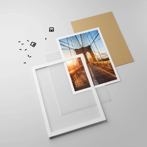 Plakát v bílém rámu - Na zlatém mostě - 50x70 cm