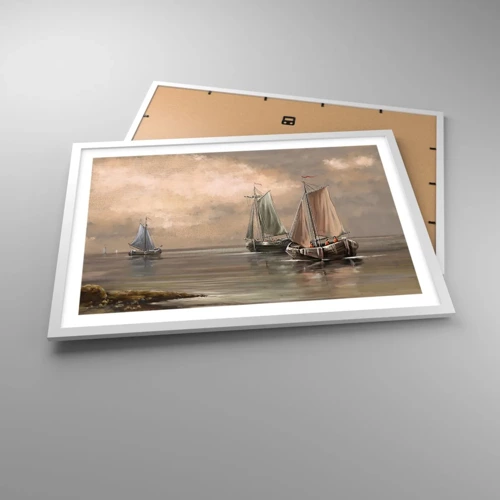 Plakát v bílém rámu - Návrat námořníků - 70x50 cm