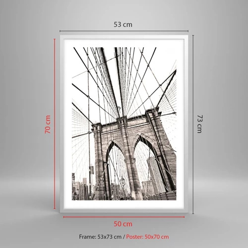 Plakát v bílém rámu - Newyorská katedrála - 50x70 cm