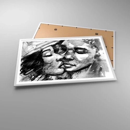 Plakát v bílém rámu - Něžný okamžik - 91x61 cm