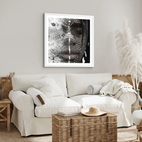 Plakát v bílém rámu - Objev původního ducha - 60x60 cm