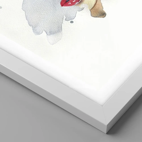 Plakát v bílém rámu - Odraz v kapce vody - 60x60 cm