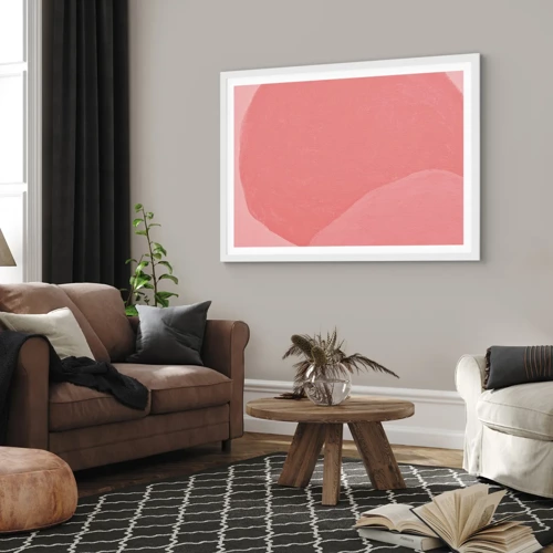 Plakát v bílém rámu - Organická kompozice v růžové - 100x70 cm