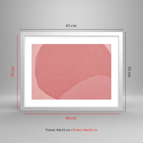 Plakát v bílém rámu - Organická kompozice v růžové - 40x30 cm