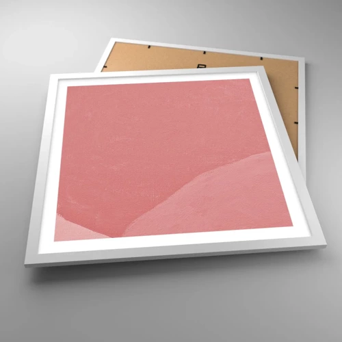 Plakát v bílém rámu - Organická kompozice v růžové - 50x50 cm