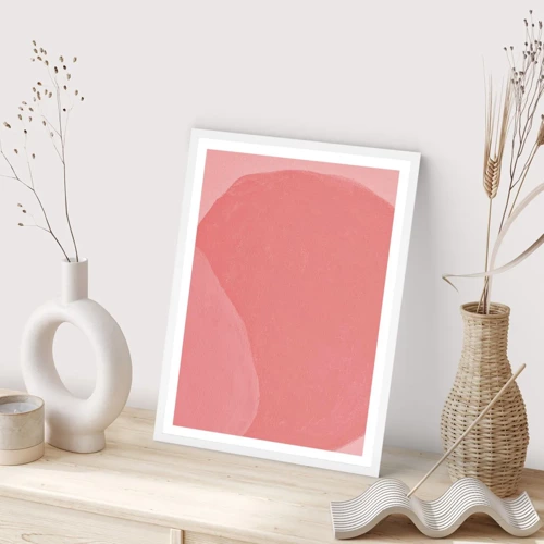 Plakát v bílém rámu - Organická kompozice v růžové - 70x100 cm