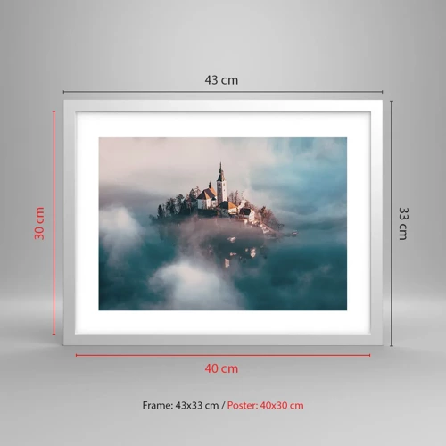 Plakát v bílém rámu - Ostrov snů - 40x30 cm