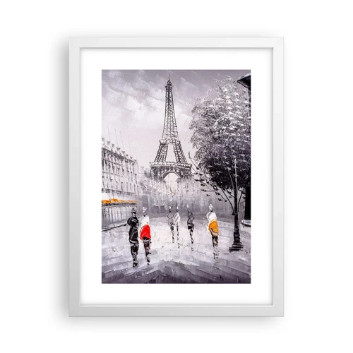 Plakát v bílém rámu - Pařížská procházka - 30x40 cm