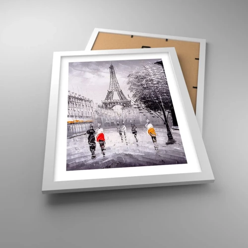 Plakát v bílém rámu - Pařížská procházka - 30x40 cm