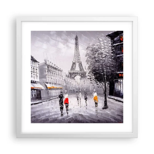 Plakát v bílém rámu - Pařížská procházka - 40x40 cm