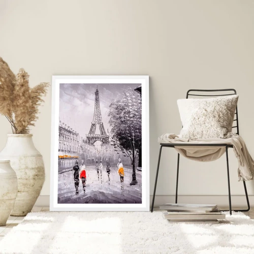 Plakát v bílém rámu - Pařížská procházka - 40x50 cm