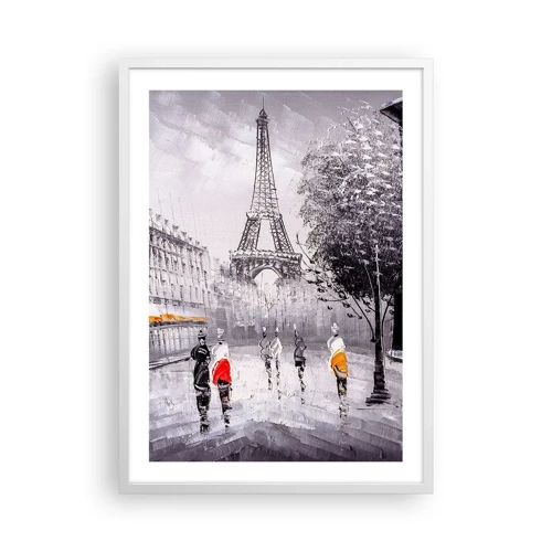Plakát v bílém rámu - Pařížská procházka - 50x70 cm
