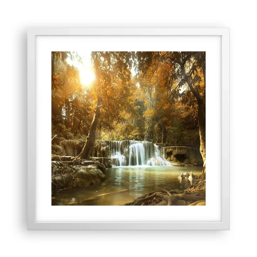 Plakát v bílém rámu - Parkový vodopád - 40x40 cm