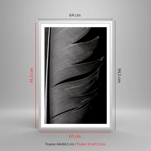 Plakát v bílém rámu - Peří – nádherná konstrukce - 61x91 cm
