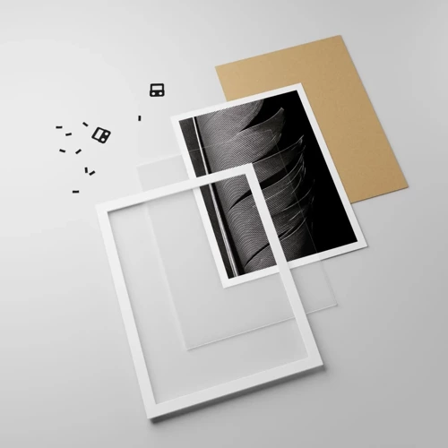 Plakát v bílém rámu - Peří – nádherná konstrukce - 70x100 cm