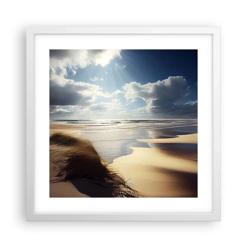 Plakát v bílém rámu - Pláž, divoká pláž - 40x40 cm