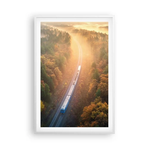 Plakát v bílém rámu - Podzimní cesta - 61x91 cm
