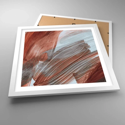 Plakát v bílém rámu - Podzimní větrná abstrakce - 40x40 cm