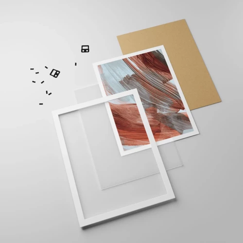 Plakát v bílém rámu - Podzimní větrná abstrakce - 50x70 cm