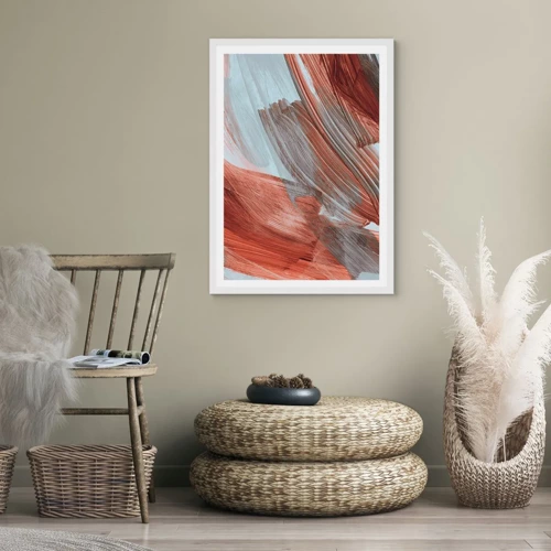 Plakát v bílém rámu - Podzimní větrná abstrakce - 70x100 cm