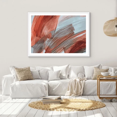 Plakát v bílém rámu - Podzimní větrná abstrakce - 70x50 cm