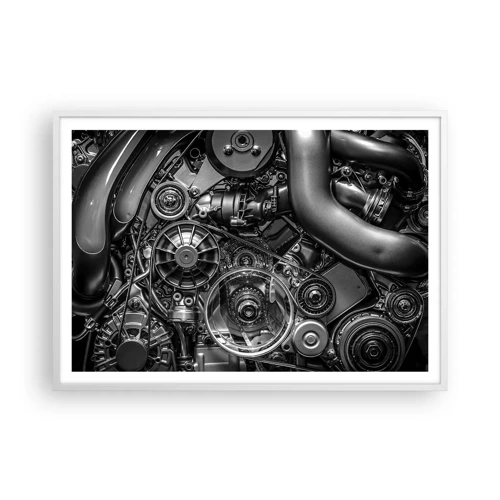 Plakát v bílém rámu - Poezie mechaniky - 100x70 cm