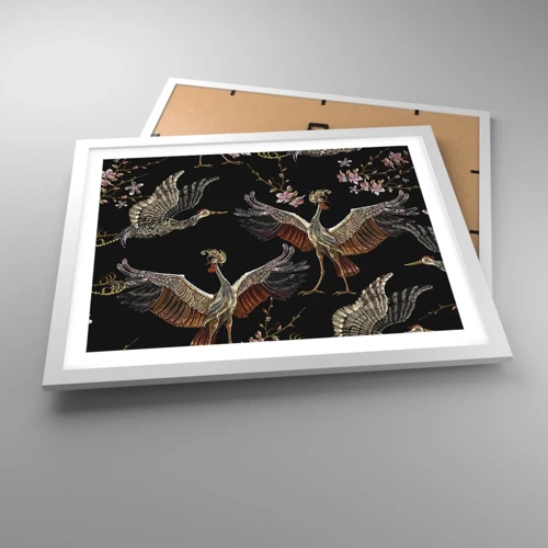 Plakát v bílém rámu - Pohádkový pták - 50x40 cm
