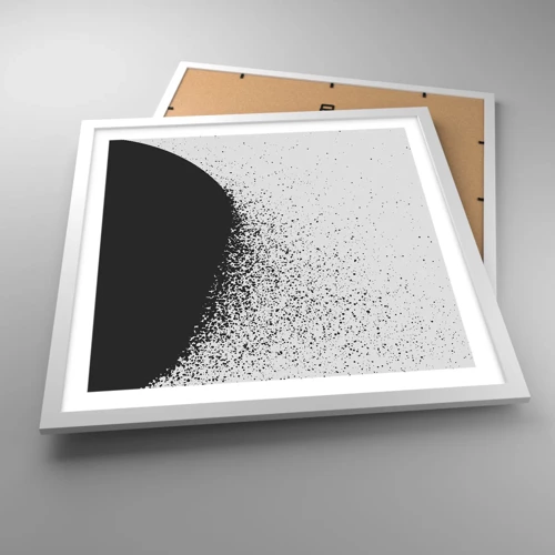 Plakát v bílém rámu - Pohyb částic - 50x50 cm