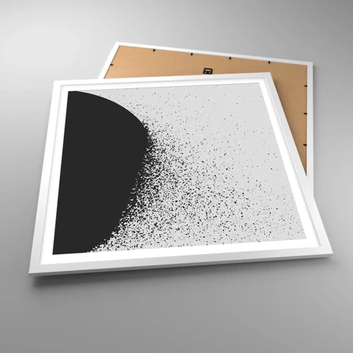Plakát v bílém rámu - Pohyb částic - 60x60 cm