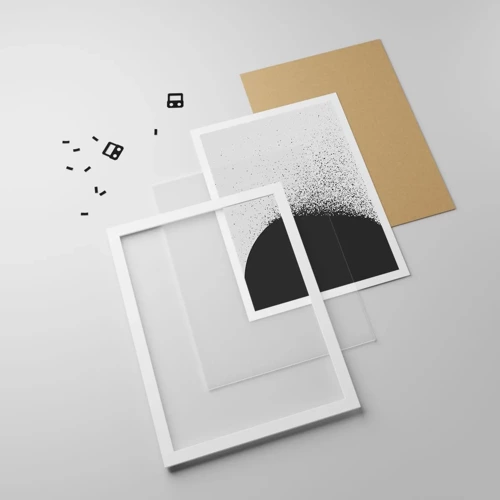 Plakát v bílém rámu - Pohyb částic - 70x100 cm