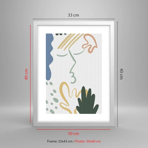 Plakát v bílém rámu - Polibek květin - 30x40 cm