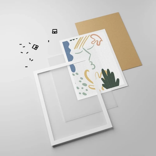 Plakát v bílém rámu - Polibek květin - 50x70 cm