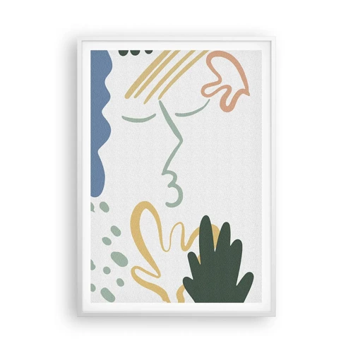 Plakát v bílém rámu - Polibek květin - 70x100 cm