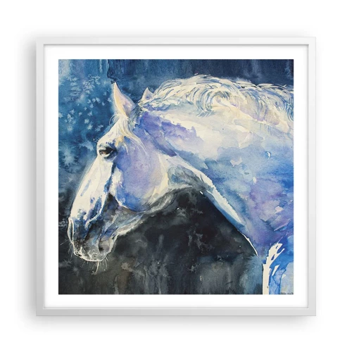 Plakát v bílém rámu - Portrét v modré záři - 60x60 cm