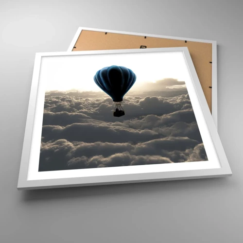 Plakát v bílém rámu - Poutník nad oblaky - 50x50 cm