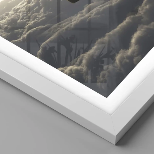 Plakát v bílém rámu - Poutník nad oblaky - 91x61 cm