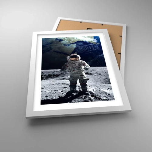 Plakát v bílém rámu - Pozdravy s Měsíce - 30x40 cm
